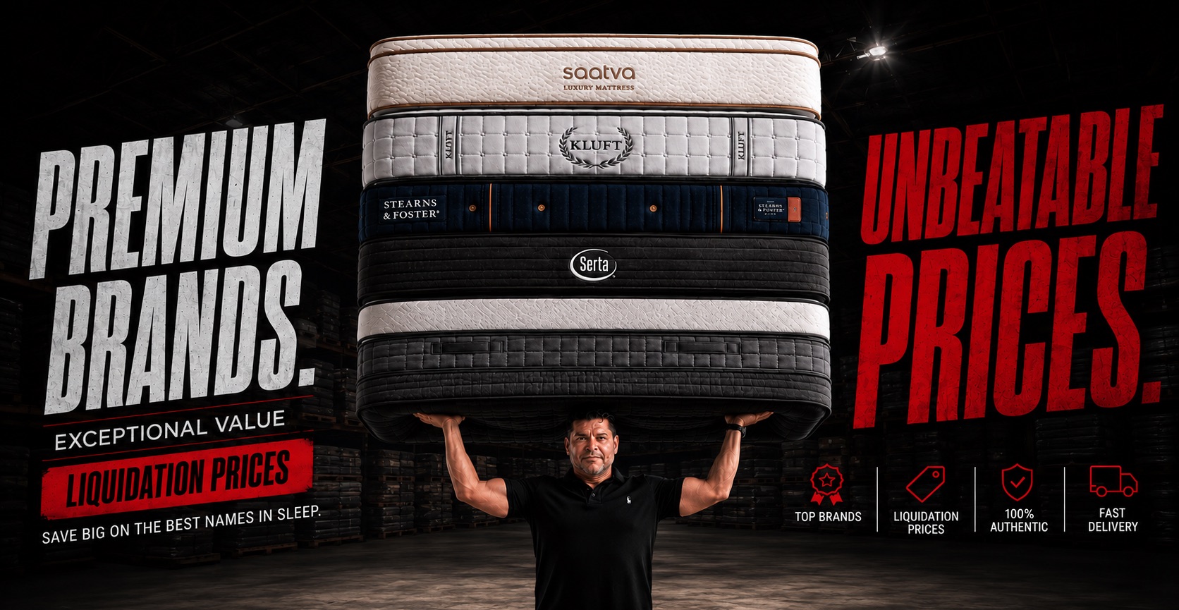 Premium brands, unbeatable prices — Saatva, Kluft, Stearns & Foster and Serta mattresses at Mattress Liquidation, Rancho Cucamonga