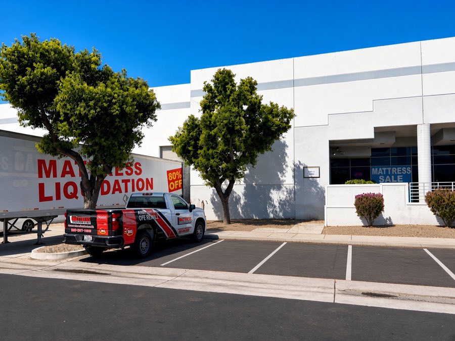 The Mattress Liquidation storefront at 9843 6th St, Rancho Cucamonga